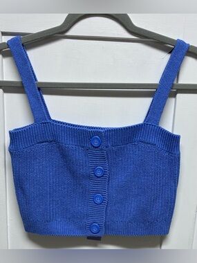Florence by Mills Blue Knit Cropped Sweater Tank Small